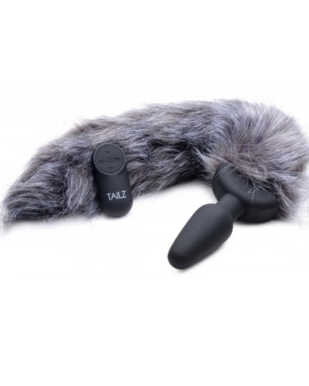 Remote Control Vibrating Grey Fox Tail Anal Plug