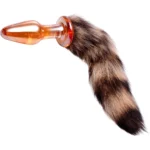 Faux Fur Glass Anal Fox Tail Plug