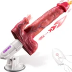 Hands-Free 8 Vibrating & Thrusting Remote Control Tongue-Licking Dildo