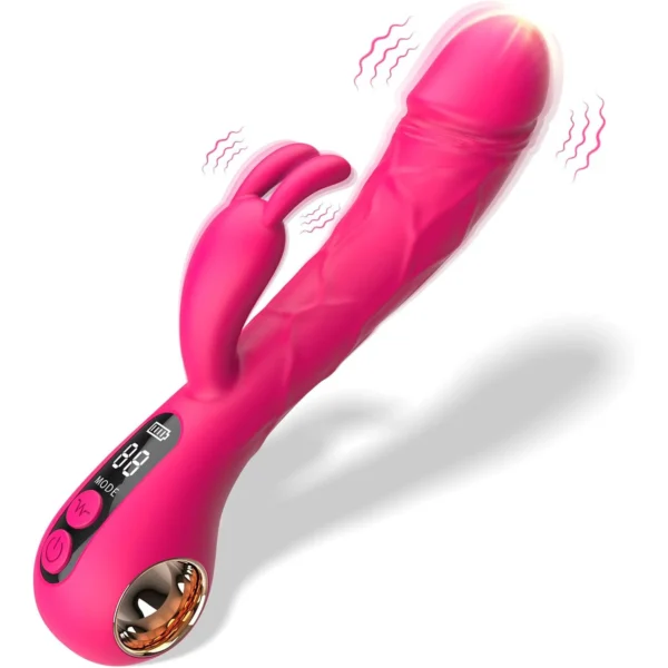 Bunny Clit Vagina Tits Massager G-spot Rabbit Vibrator with LCD Display & 9 Powerful Vibrations
