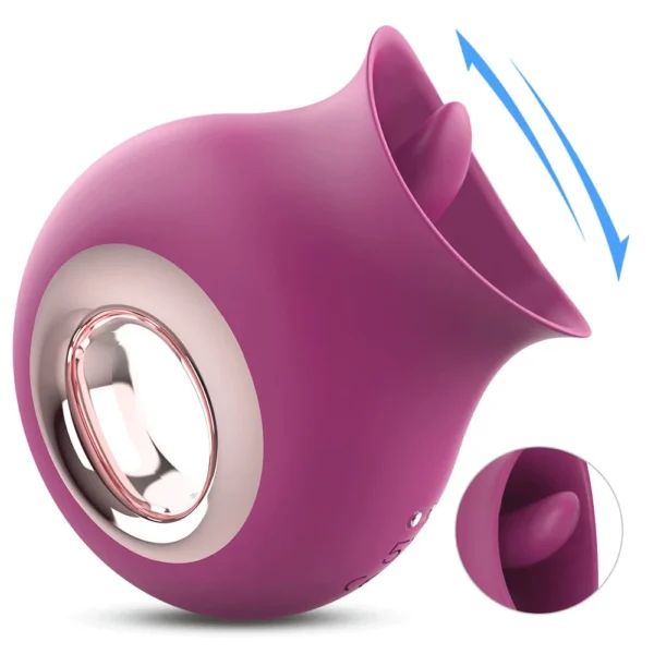 Paulina - 2 in 1 Licking & Vibrating Tongue Vibrator& Nipples Clitoral Stimulator Rose Vibrator